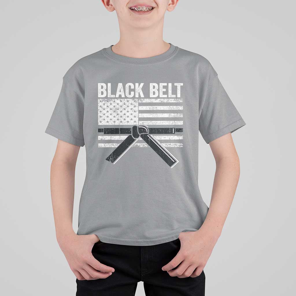 Martial Arts Karate Black Belt T Shirt For Kid Retro Vintage American Flag - Wonder Print Shop