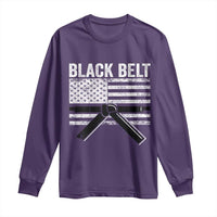 Martial Arts Karate Black Belt Long Sleeve Shirt Retro Vintage American Flag - Wonder Print Shop