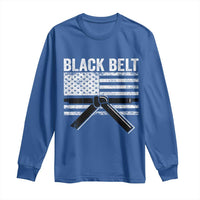 Martial Arts Karate Black Belt Long Sleeve Shirt Retro Vintage American Flag - Wonder Print Shop