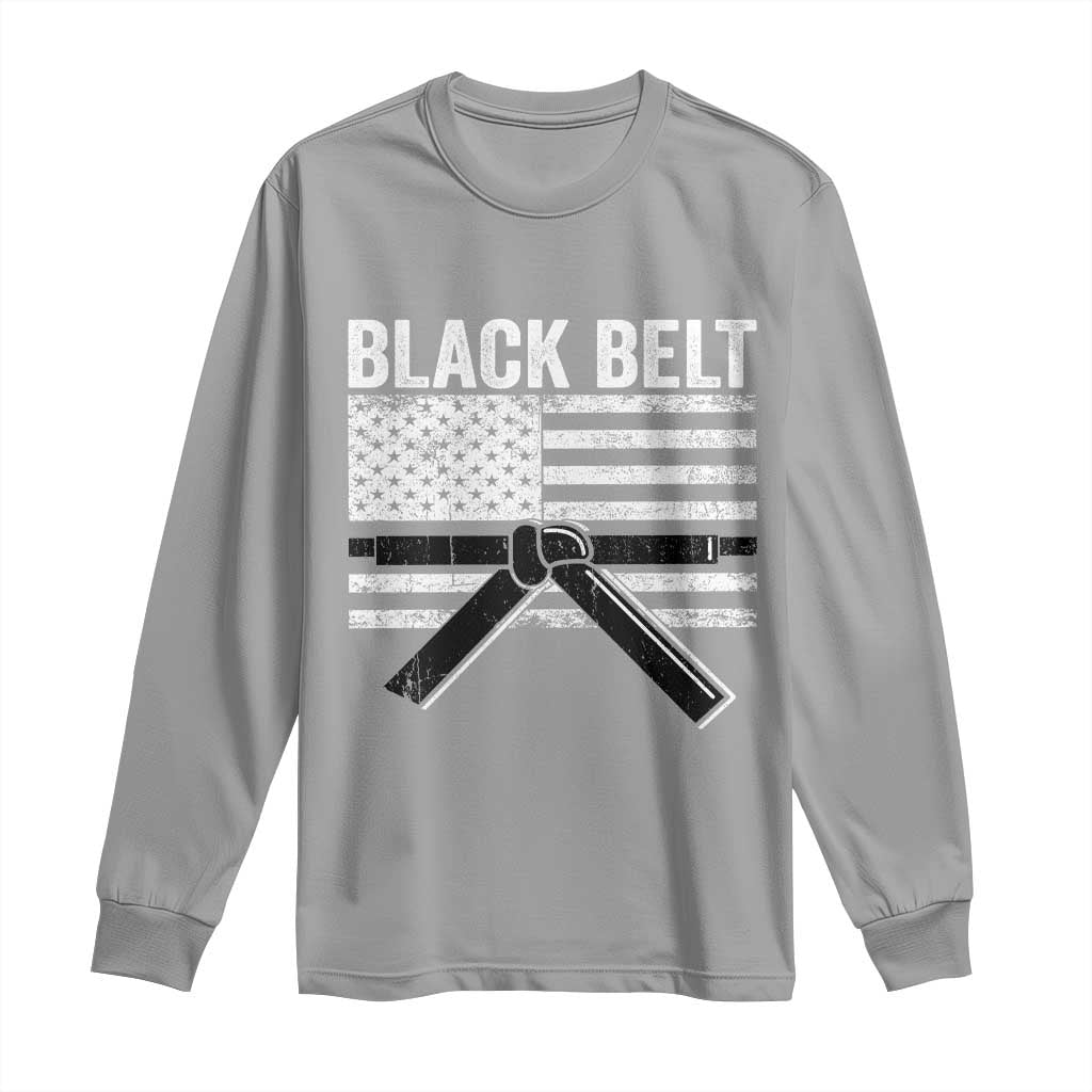 Martial Arts Karate Black Belt Long Sleeve Shirt Retro Vintage American Flag - Wonder Print Shop