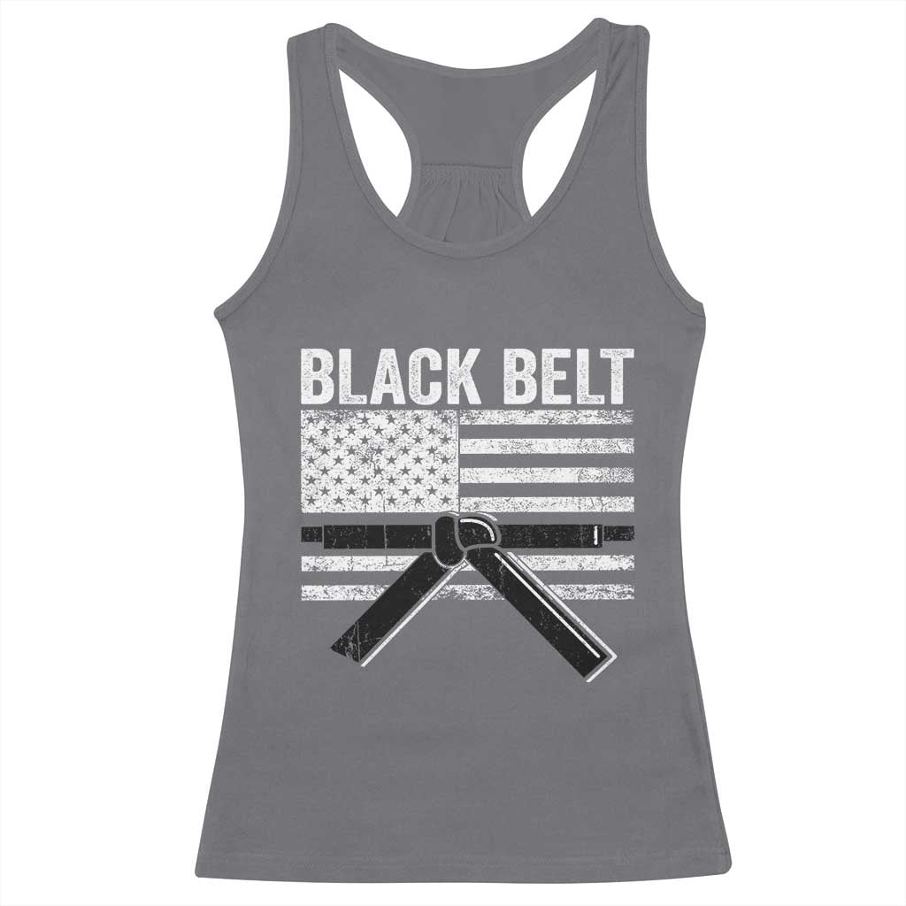 Martial Arts Karate Black Belt Racerback Tank Top Retro Vintage American Flag - Wonder Print Shop