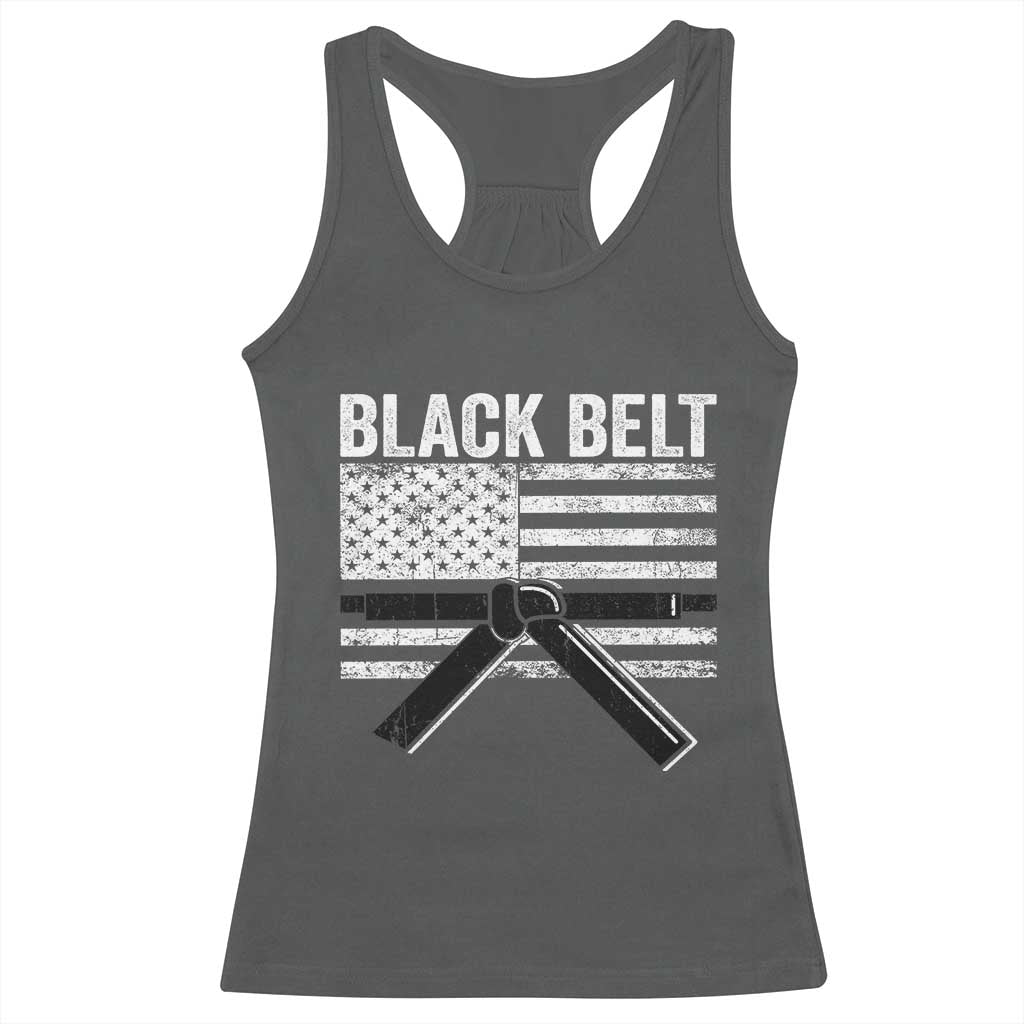 Martial Arts Karate Black Belt Racerback Tank Top Retro Vintage American Flag - Wonder Print Shop