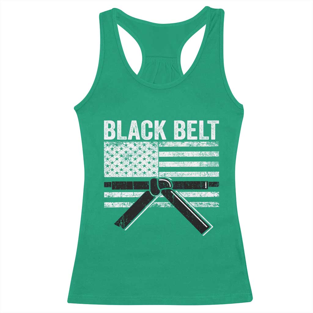 Martial Arts Karate Black Belt Racerback Tank Top Retro Vintage American Flag - Wonder Print Shop