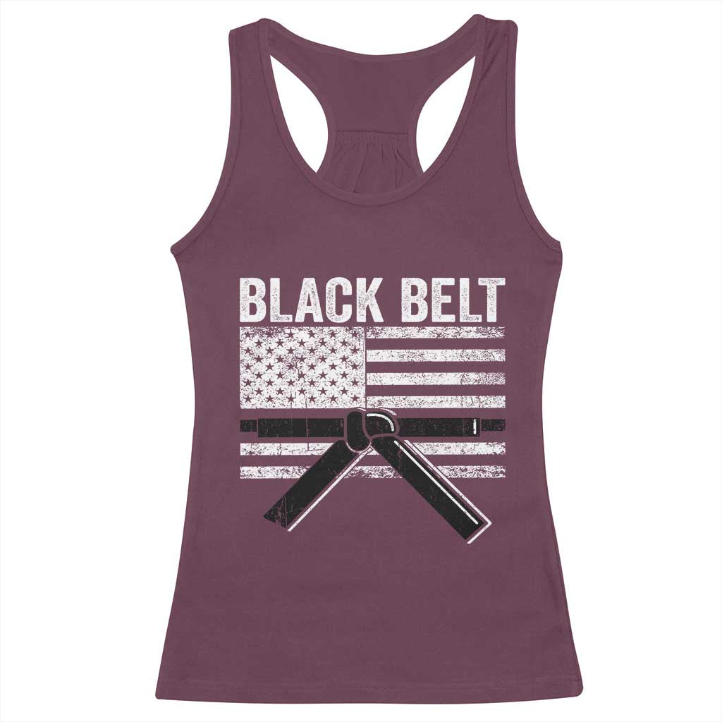 Martial Arts Karate Black Belt Racerback Tank Top Retro Vintage American Flag - Wonder Print Shop