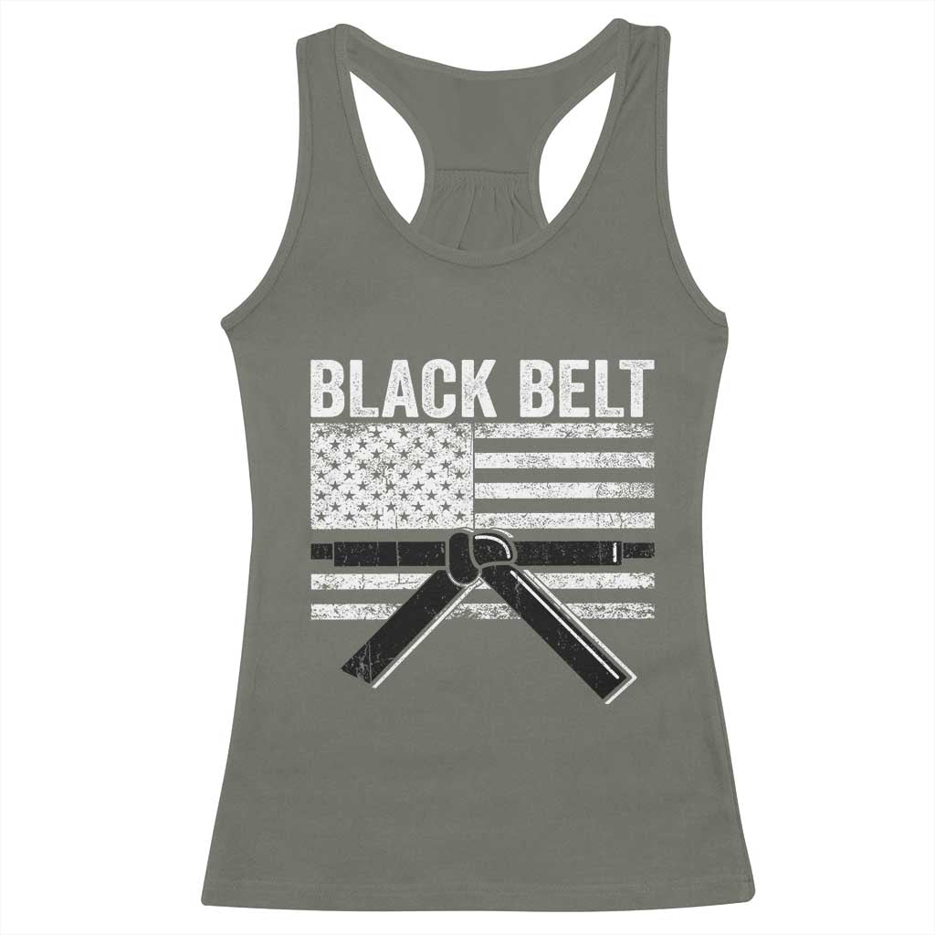 Martial Arts Karate Black Belt Racerback Tank Top Retro Vintage American Flag - Wonder Print Shop