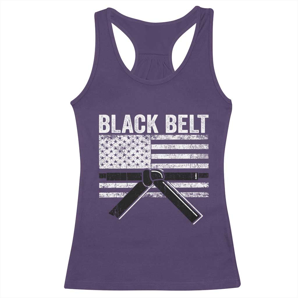 Martial Arts Karate Black Belt Racerback Tank Top Retro Vintage American Flag - Wonder Print Shop