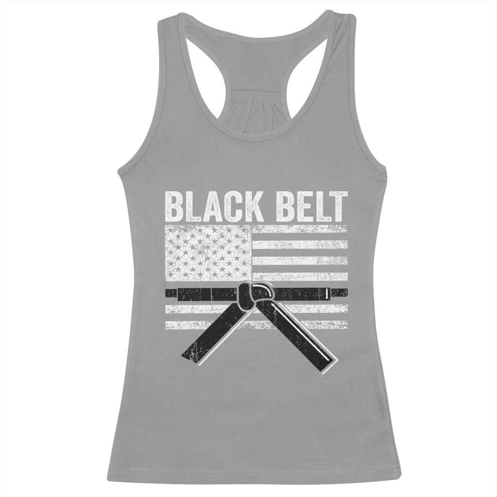 Martial Arts Karate Black Belt Racerback Tank Top Retro Vintage American Flag - Wonder Print Shop