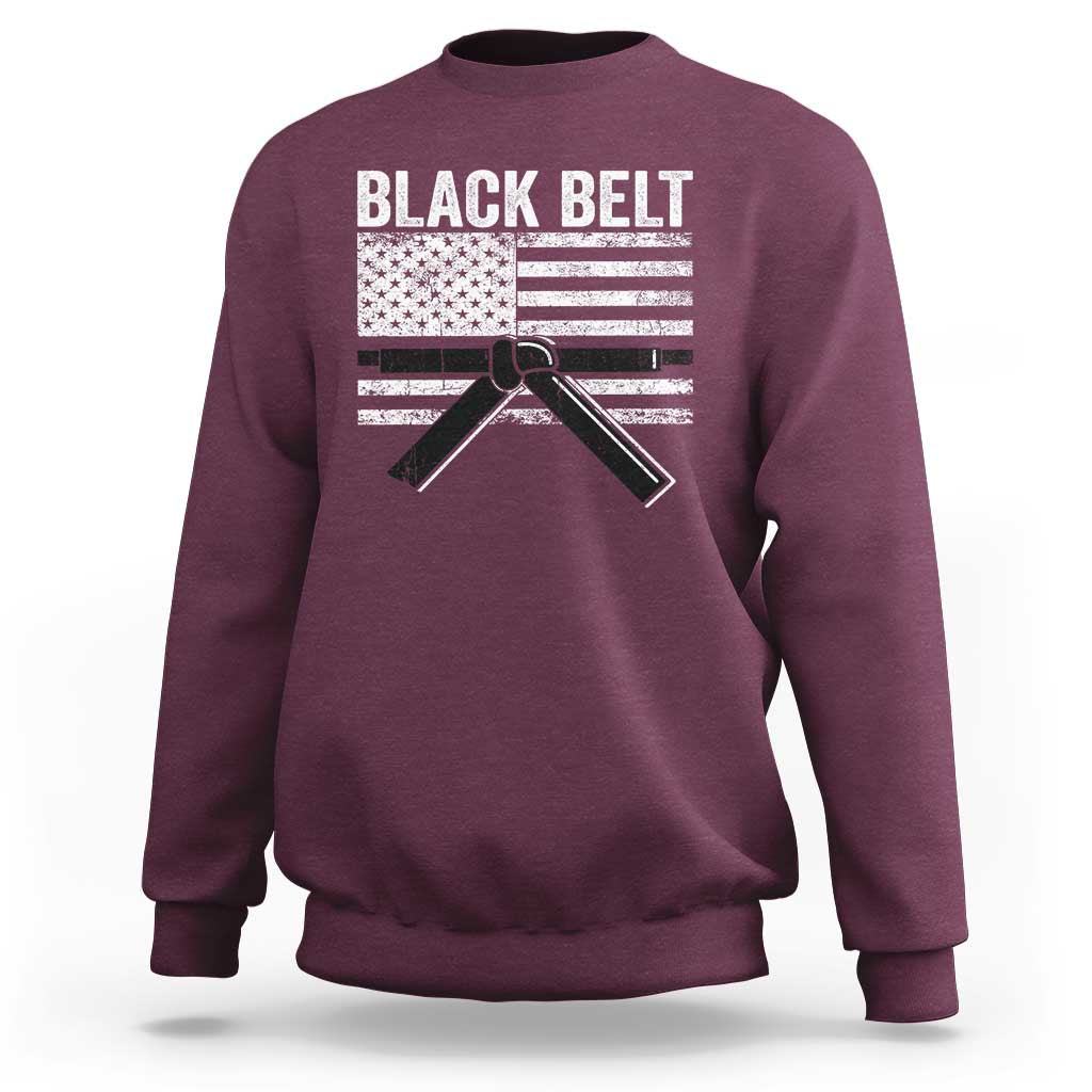 Martial Arts Karate Black Belt Sweatshirt Retro Vintage American Flag - Wonder Print Shop