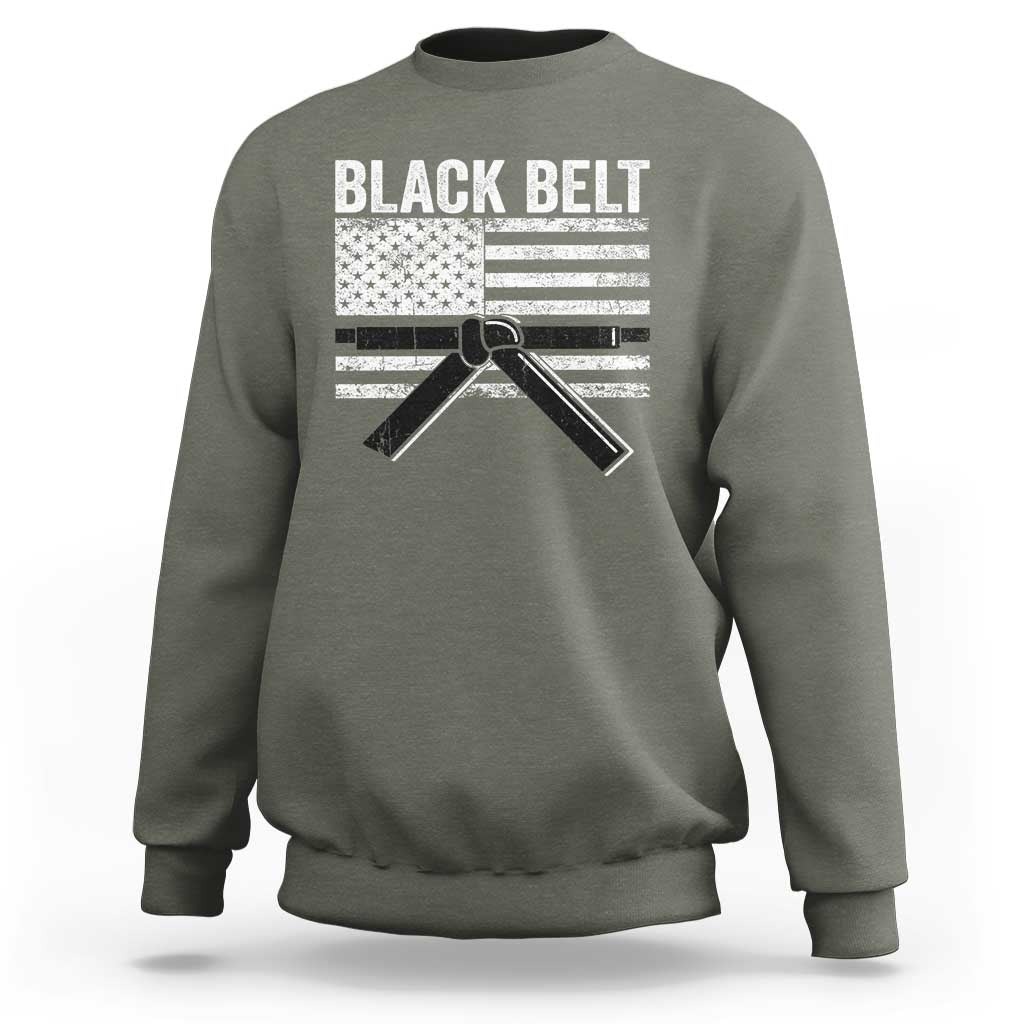 Martial Arts Karate Black Belt Sweatshirt Retro Vintage American Flag - Wonder Print Shop