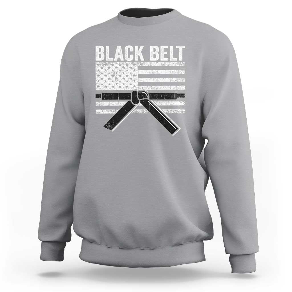 Martial Arts Karate Black Belt Sweatshirt Retro Vintage American Flag - Wonder Print Shop