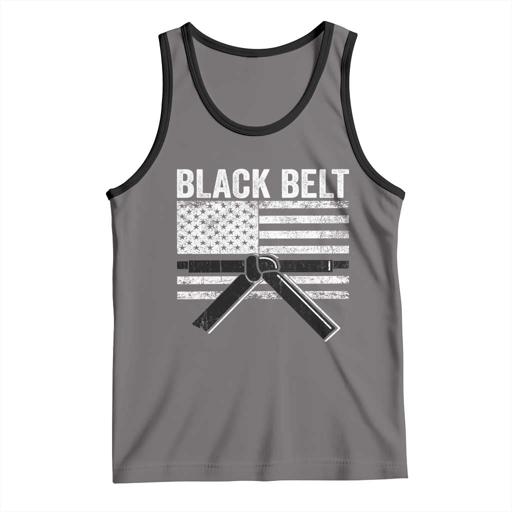 Martial Arts Karate Black Belt Tank Top Retro Vintage American Flag - Wonder Print Shop