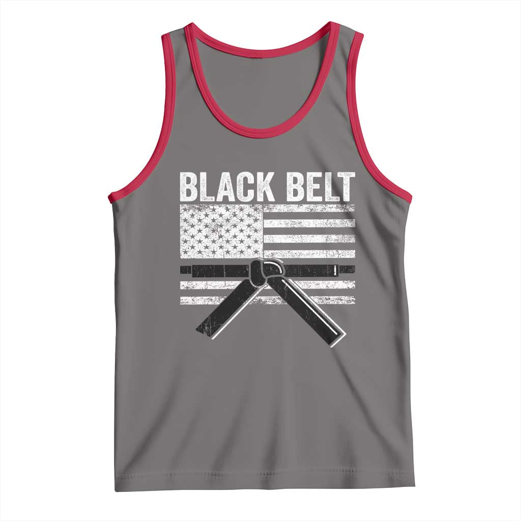 Martial Arts Karate Black Belt Tank Top Retro Vintage American Flag - Wonder Print Shop
