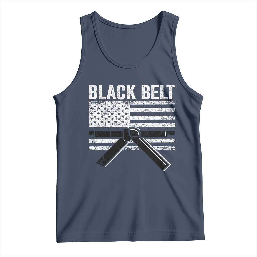 Martial Arts Karate Black Belt Tank Top Retro Vintage American Flag - Wonder Print Shop