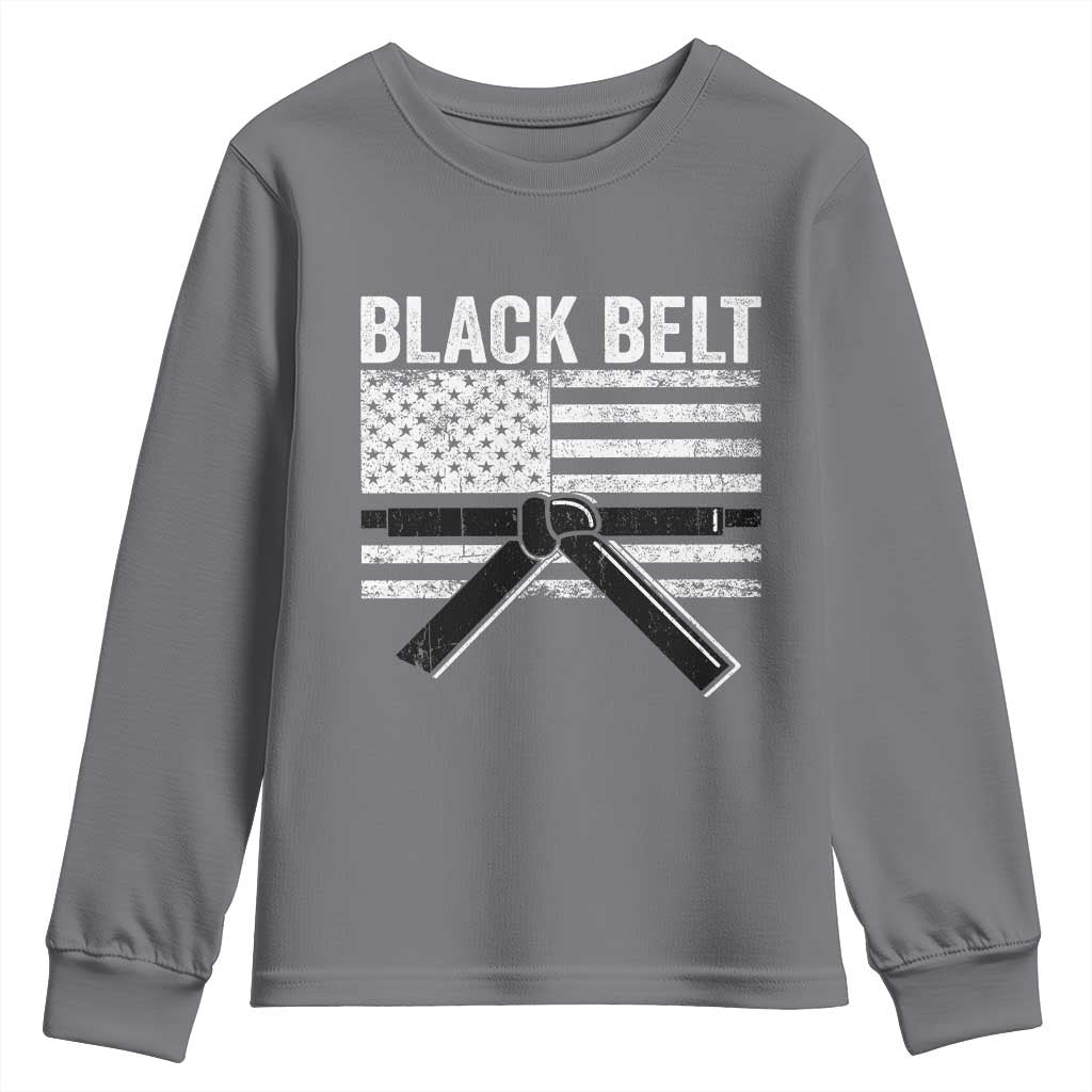 Martial Arts Karate Black Belt Youth Sweatshirt Retro Vintage American Flag - Wonder Print Shop