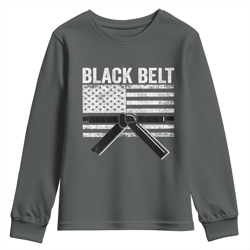 Martial Arts Karate Black Belt Youth Sweatshirt Retro Vintage American Flag - Wonder Print Shop