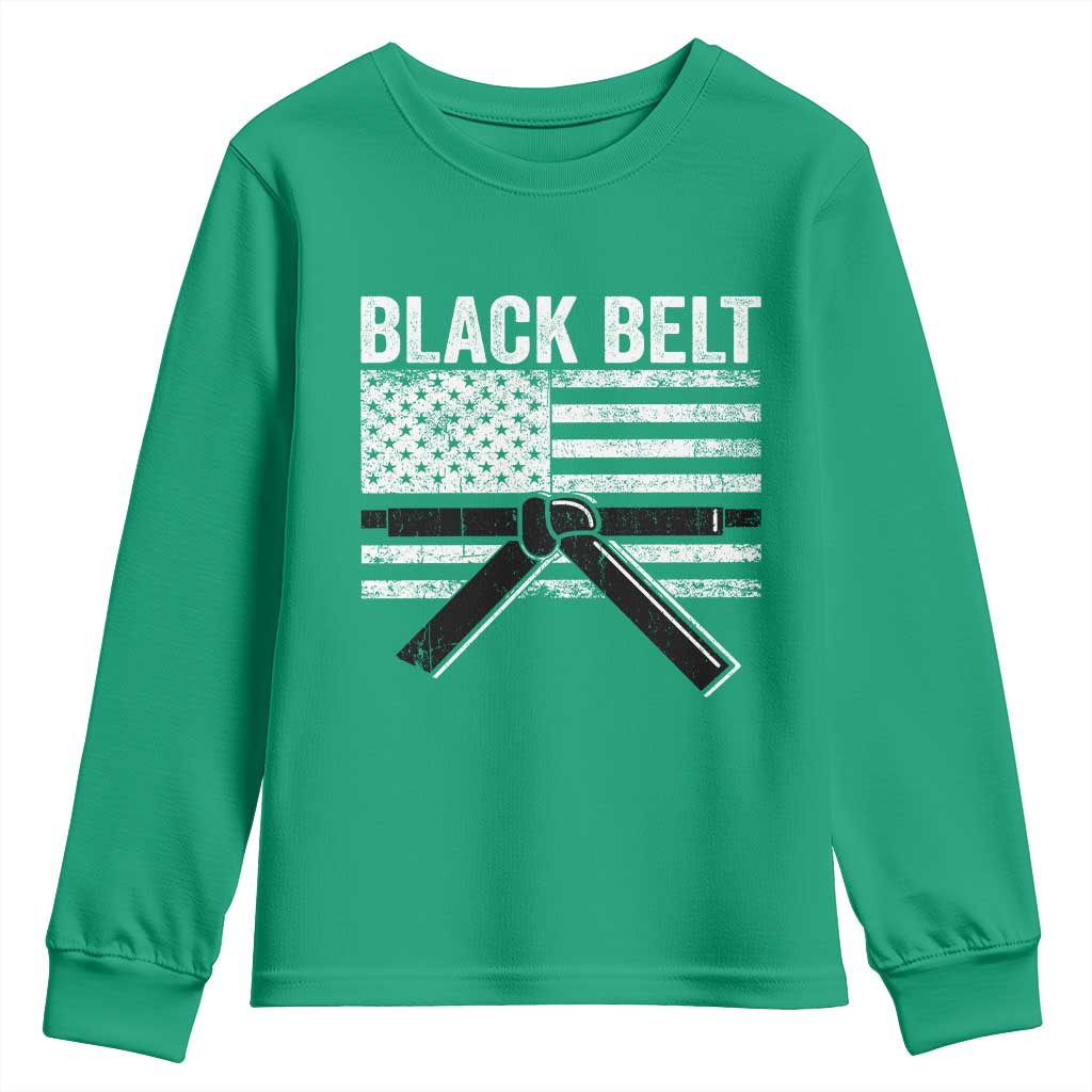 Martial Arts Karate Black Belt Youth Sweatshirt Retro Vintage American Flag - Wonder Print Shop