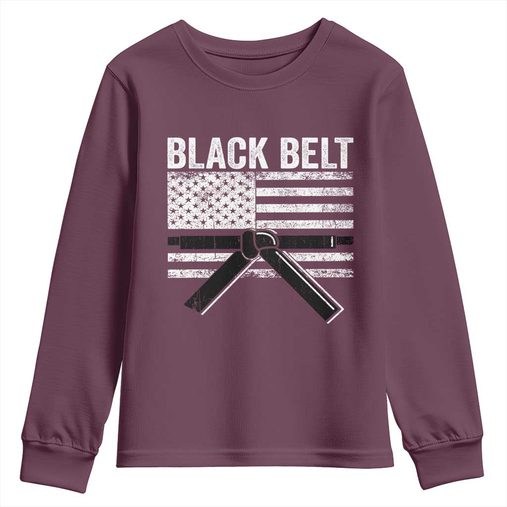 Martial Arts Karate Black Belt Youth Sweatshirt Retro Vintage American Flag - Wonder Print Shop