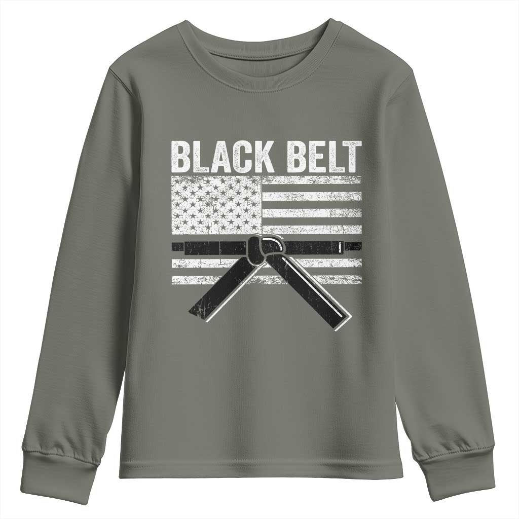 Martial Arts Karate Black Belt Youth Sweatshirt Retro Vintage American Flag - Wonder Print Shop