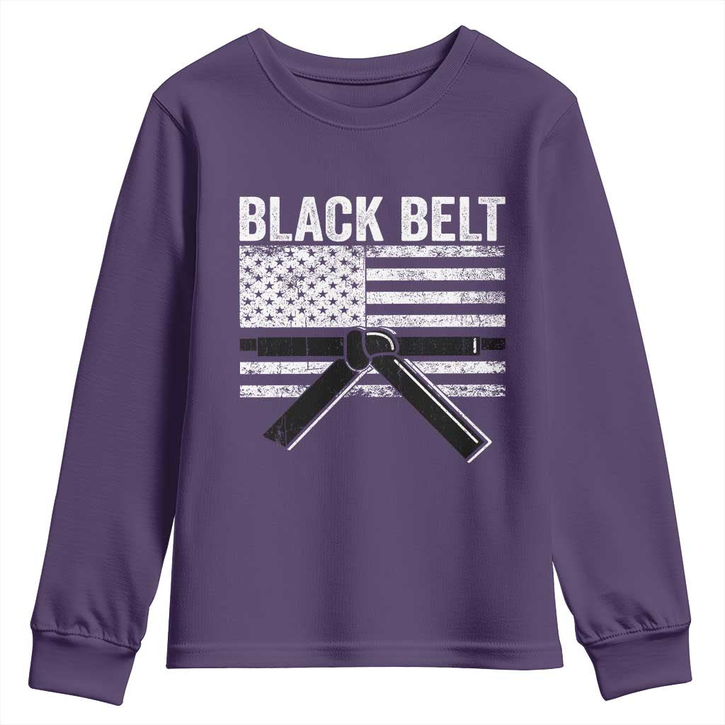 Martial Arts Karate Black Belt Youth Sweatshirt Retro Vintage American Flag - Wonder Print Shop