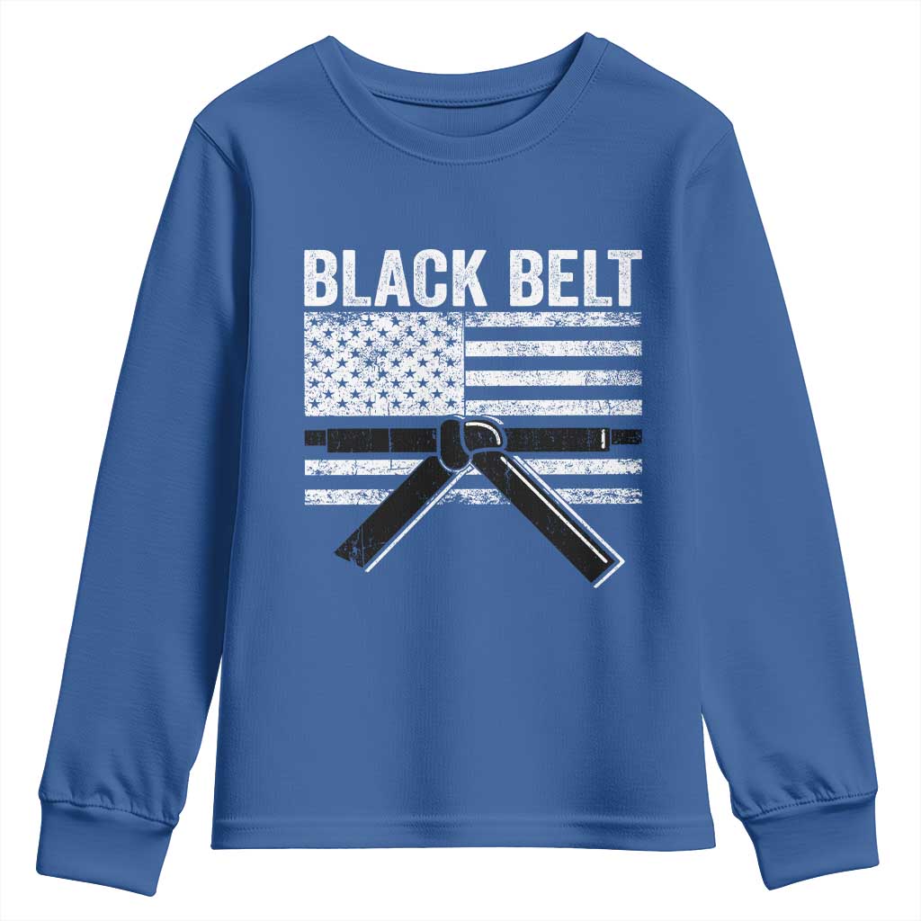 Martial Arts Karate Black Belt Youth Sweatshirt Retro Vintage American Flag - Wonder Print Shop