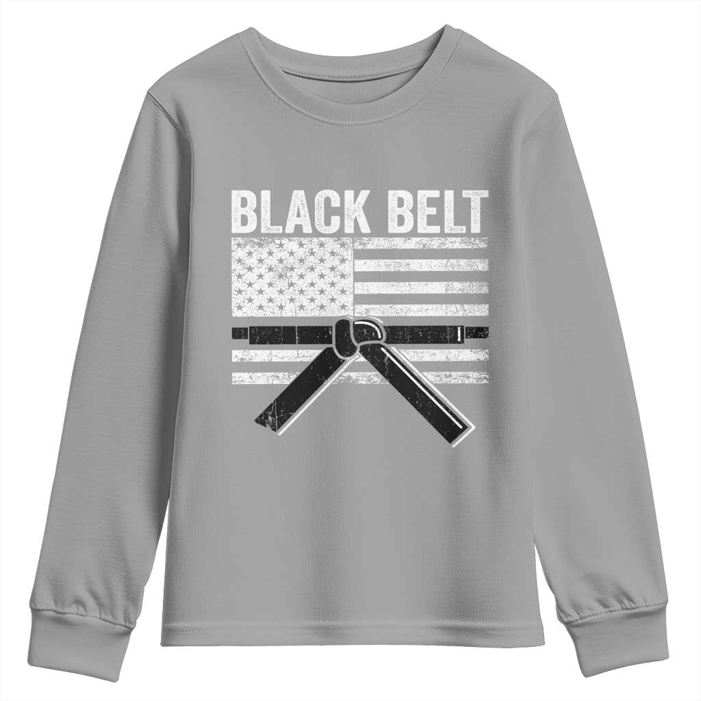 Martial Arts Karate Black Belt Youth Sweatshirt Retro Vintage American Flag - Wonder Print Shop