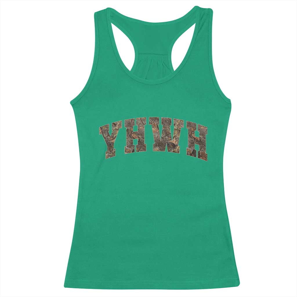 Camo YHWH Racerback Tank Top Christianity Jesus Preppy Christian Faith Bible Verse - Wonder Print Shop