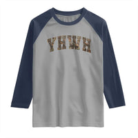 Camo YHWH Raglan Shirt Christianity Jesus Preppy Christian Faith Bible Verse - Wonder Print Shop