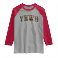 Camo YHWH Raglan Shirt Christianity Jesus Preppy Christian Faith Bible Verse - Wonder Print Shop