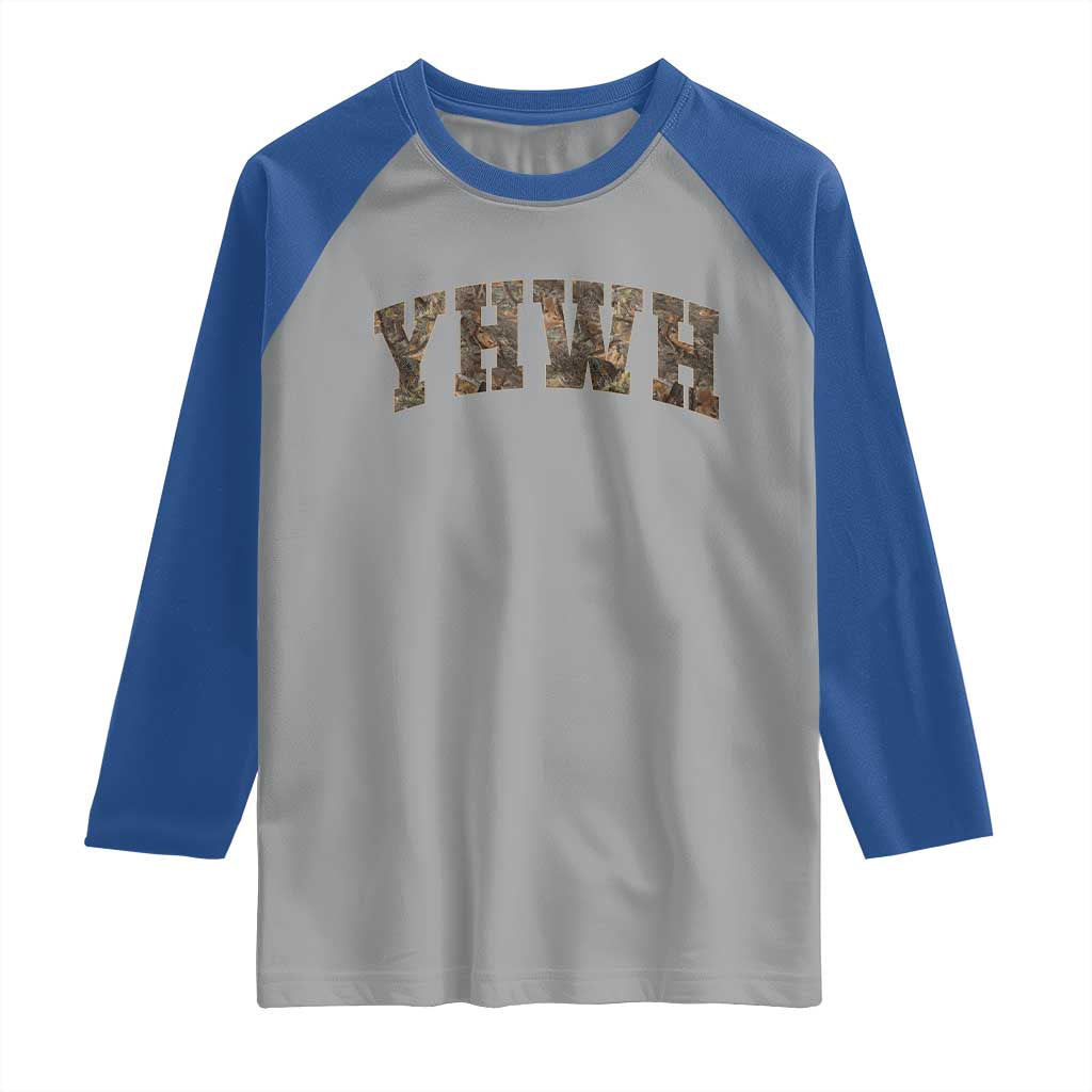 Camo YHWH Raglan Shirt Christianity Jesus Preppy Christian Faith Bible Verse - Wonder Print Shop