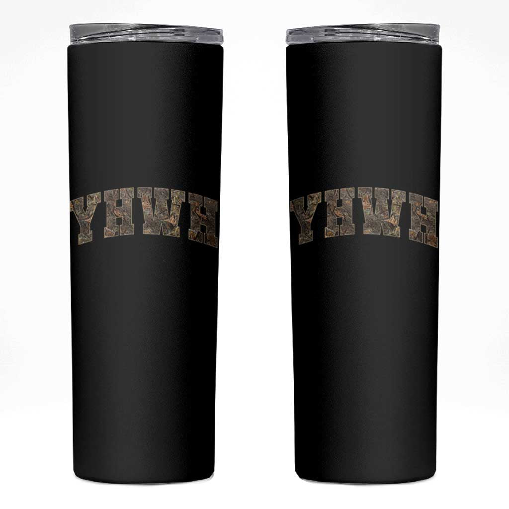 Camo YHWH Skinny Tumbler Christianity Jesus Preppy Christian Faith Bible Verse - Wonder Print Shop