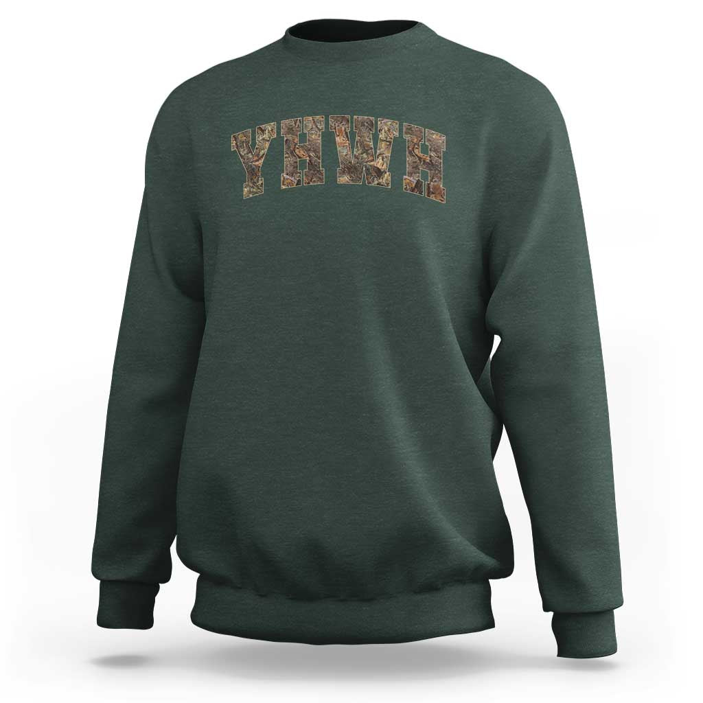 Camo YHWH Sweatshirt Christianity Jesus Preppy Christian Faith Bible Verse - Wonder Print Shop