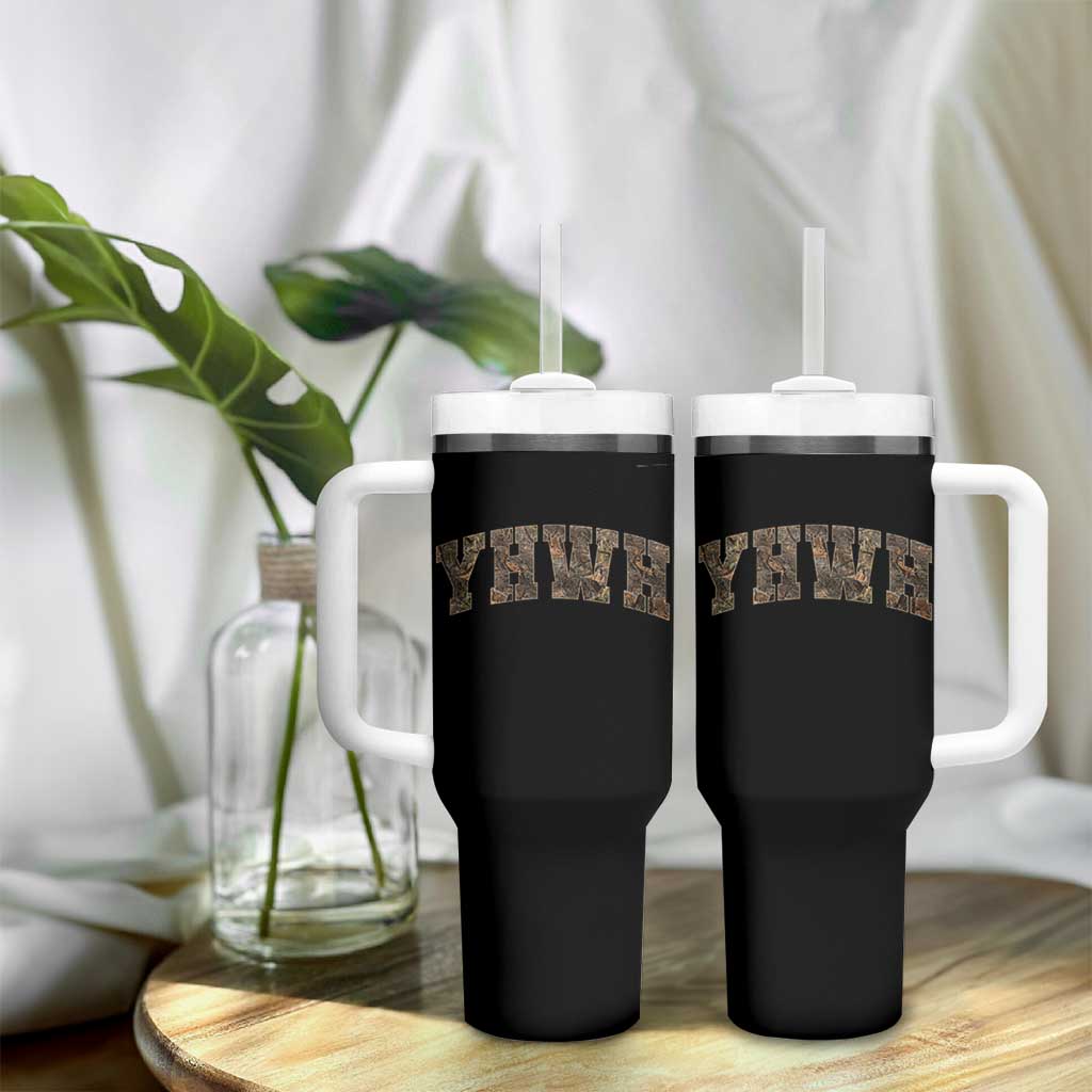 Camo YHWH Tumbler With Handle Christianity Jesus Preppy Christian Faith Bible Verse - Wonder Print Shop
