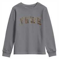 Camo YHWH Youth Sweatshirt Christianity Jesus Preppy Christian Faith Bible Verse - Wonder Print Shop