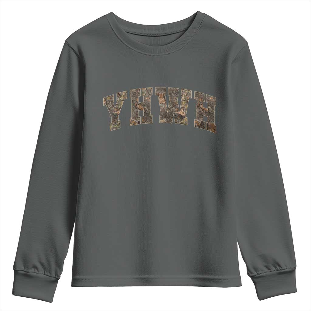 Camo YHWH Youth Sweatshirt Christianity Jesus Preppy Christian Faith Bible Verse - Wonder Print Shop