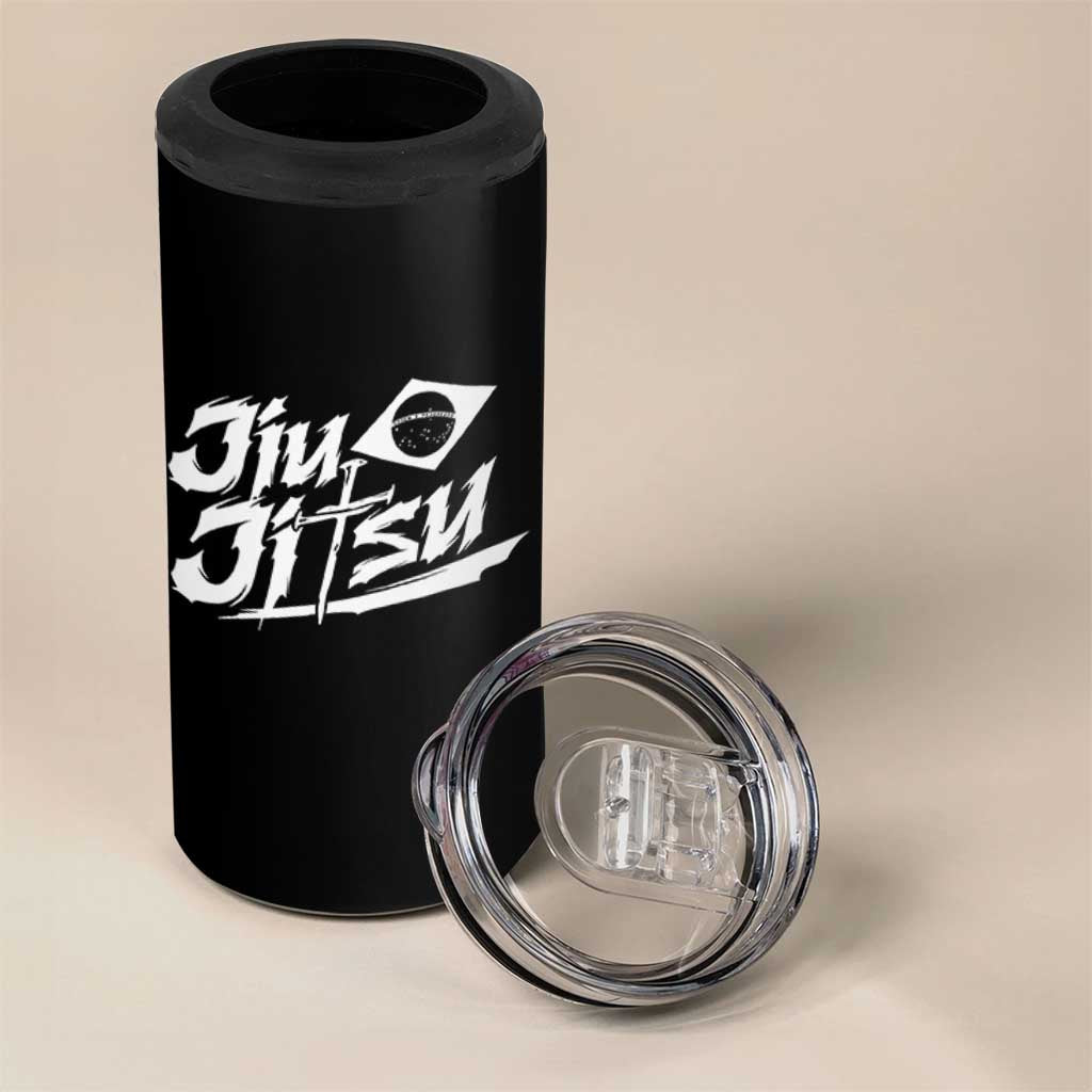 Brazilian Jiu Jitsu 4 in 1 Can Cooler Tumbler Christian Cross BJJ Fighter Training Tee for Martial Arts Lovers - Wonder Print Shop