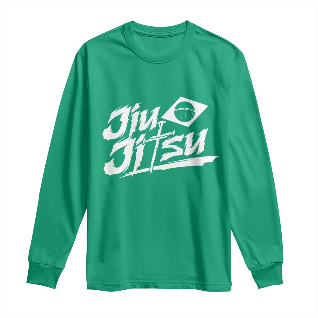 Brazilian Jiu Jitsu Long Sleeve Shirt Christian Cross BJJ Fighter Training Tee for Martial Arts Lovers - Wonder Print Shop