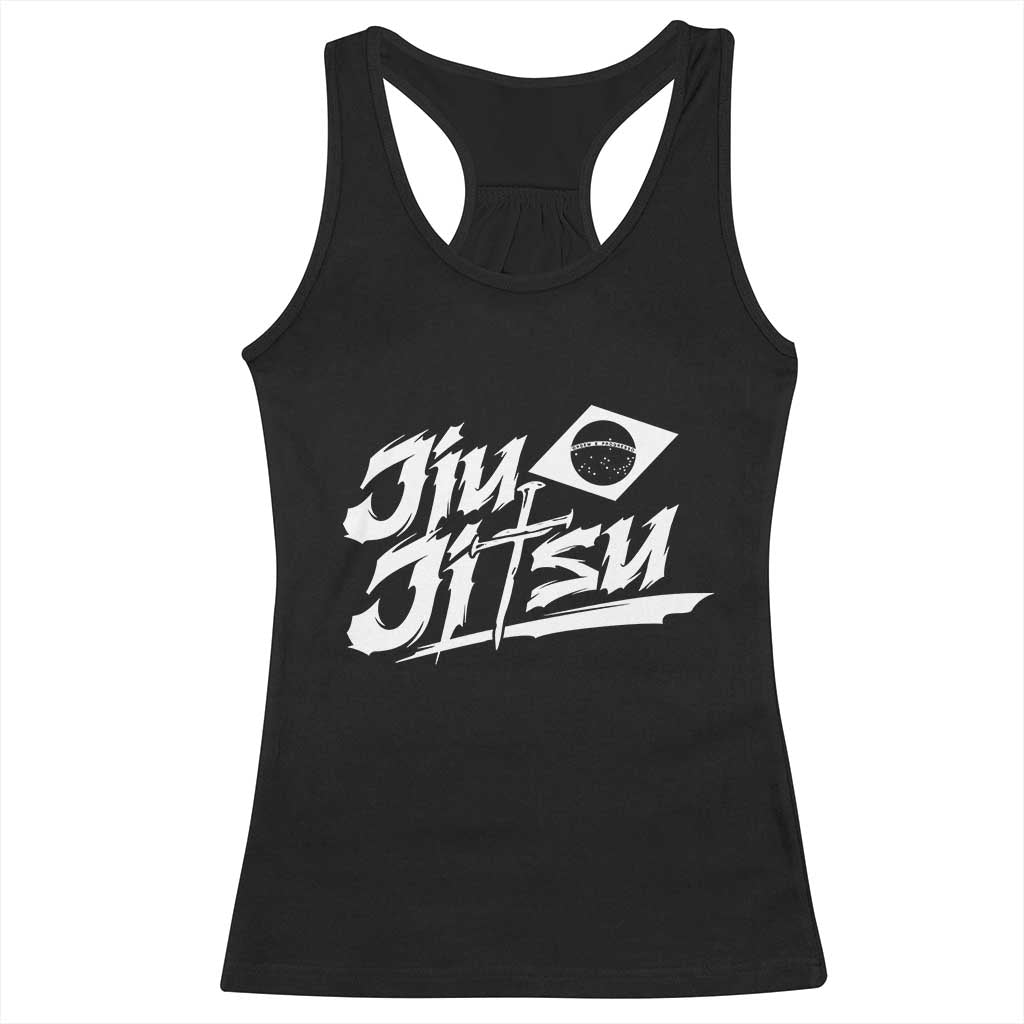 Brazilian Jiu Jitsu Racerback Tank Top Christian Cross BJJ Fighter Training Tee for Martial Arts Lovers - Wonder Print Shop