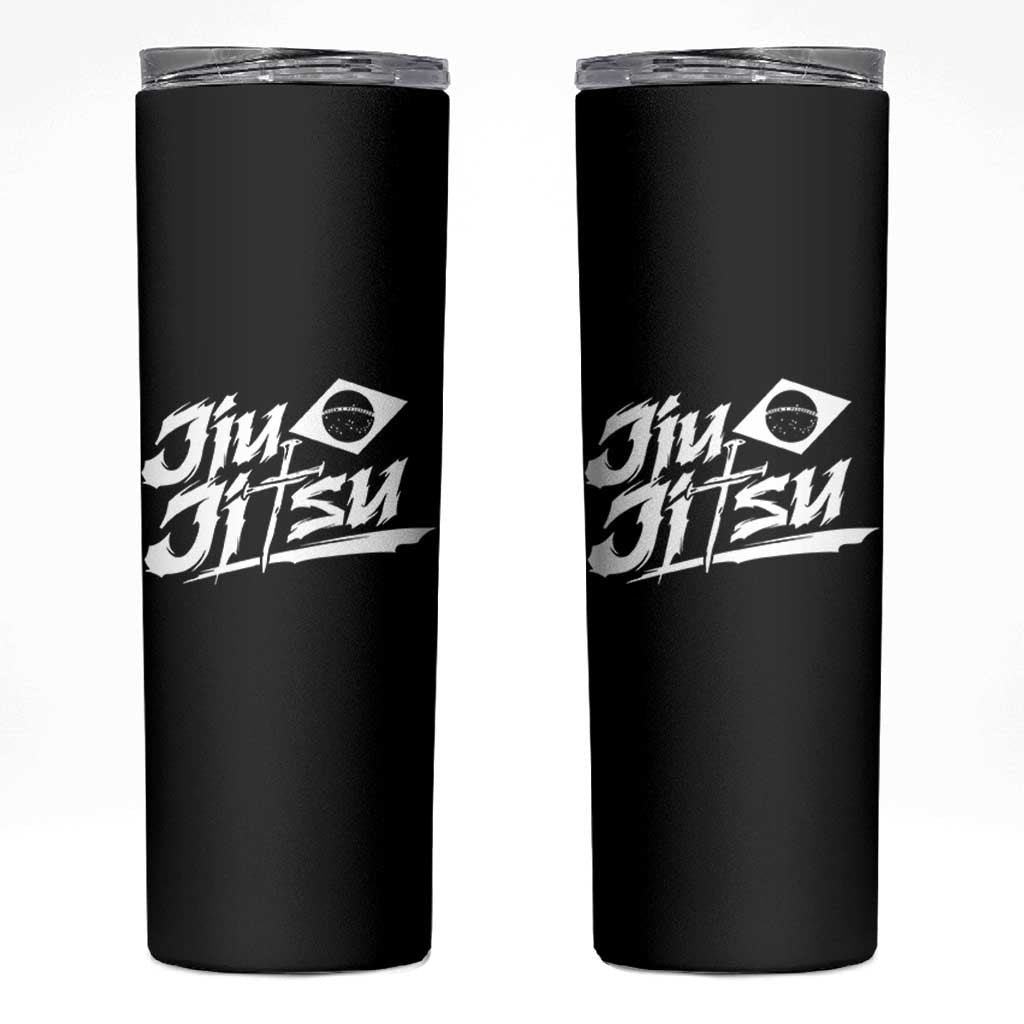 Brazilian Jiu Jitsu Skinny Tumbler Christian Cross BJJ Fighter Training Tee for Martial Arts Lovers - Wonder Print Shop