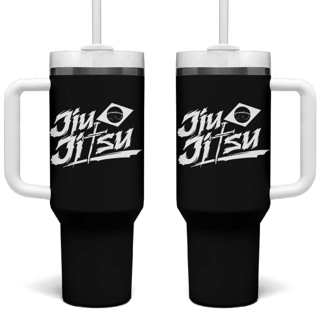 Brazilian Jiu Jitsu Tumbler With Handle Christian Cross BJJ Fighter Training Tee for Martial Arts Lovers - Wonder Print Shop