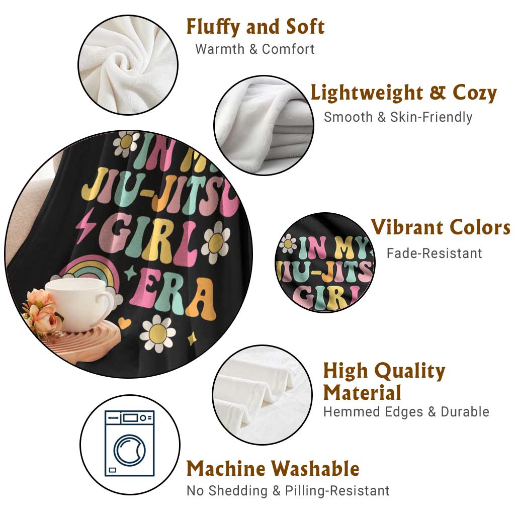 In My Jiu Jitsu Girl Era Throw Blanket Retro Groovy BJJ Girls - Wonder Print Shop