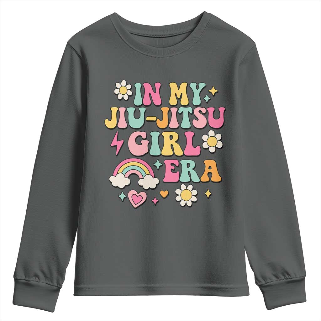 In My Jiu Jitsu Girl Era Youth Sweatshirt Retro Groovy BJJ Girls - Wonder Print Shop