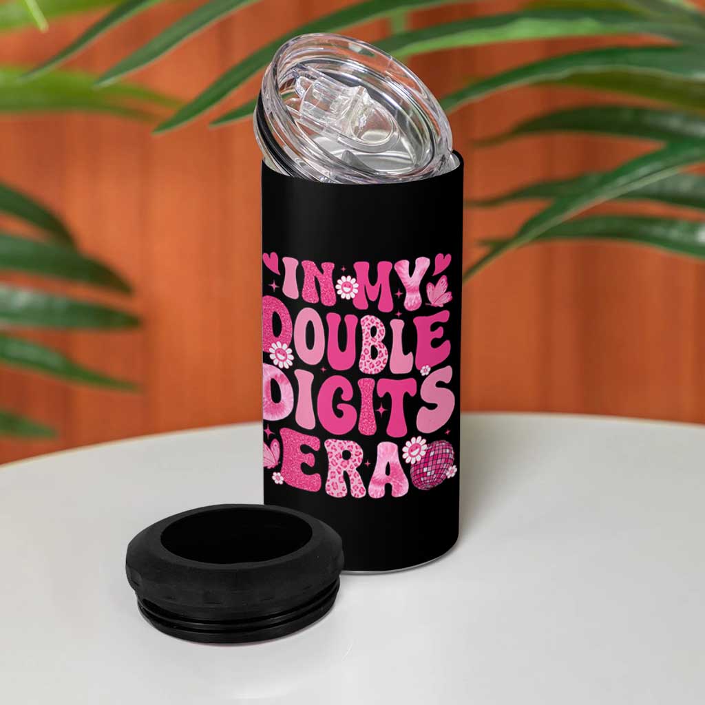 10 Years Old Birthday Girl 4 in 1 Can Cooler Tumbler In My Double Digits Era - Wonder Print Shop