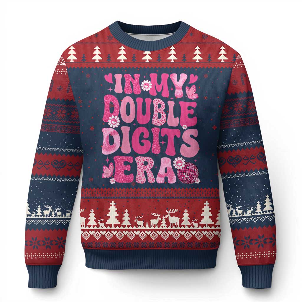 10 Years Old Birthday Girl Ugly Christmas Sweater In My Double Digits Era - Wonder Print Shop