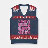10 Years Old Birthday Girl V-Neck Knit Sweater Vest In My Double Digits Era - Wonder Print Shop