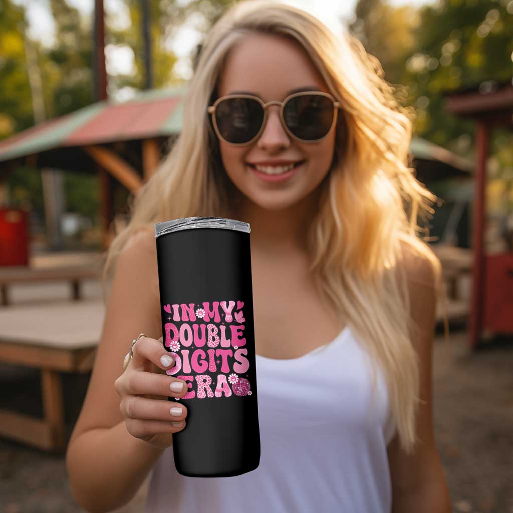 10 Years Old Birthday Girl Skinny Tumbler In My Double Digits Era - Wonder Print Shop