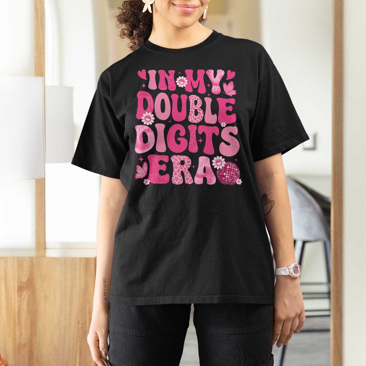 10 Years Old Birthday Girl T Shirt For Women In My Double Digits Era - Wonder Print Shop