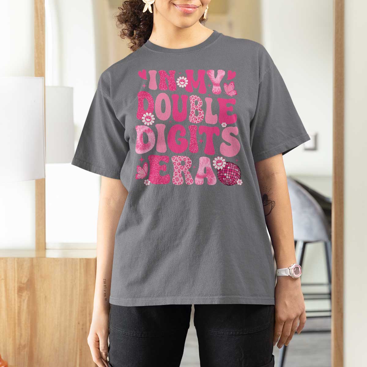 10 Years Old Birthday Girl T Shirt For Women In My Double Digits Era - Wonder Print Shop