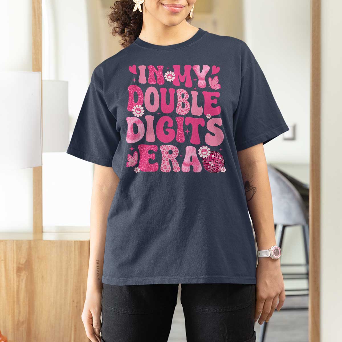 10 Years Old Birthday Girl T Shirt For Women In My Double Digits Era - Wonder Print Shop
