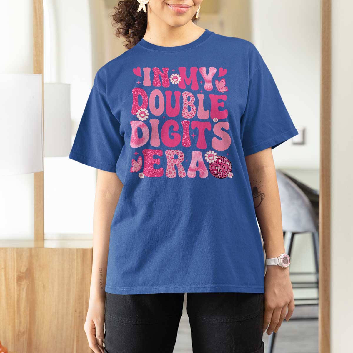 10 Years Old Birthday Girl T Shirt For Women In My Double Digits Era - Wonder Print Shop