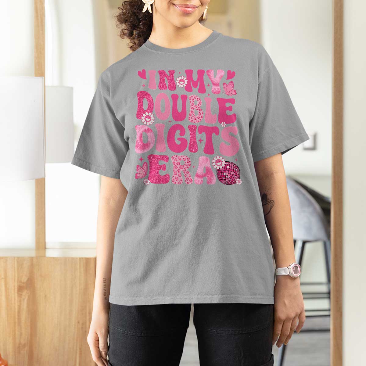 10 Years Old Birthday Girl T Shirt For Women In My Double Digits Era - Wonder Print Shop